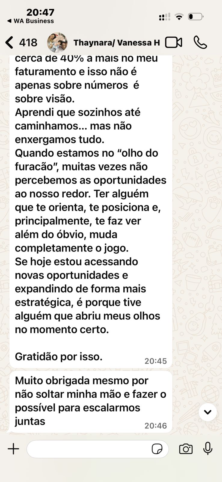 Depoimento de Thaynara / Vanessa H